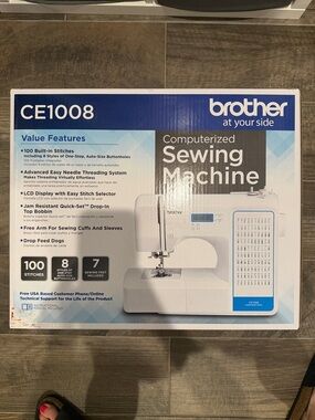 Brother CE1008 Sewing Machine Box – White with Blue Accents